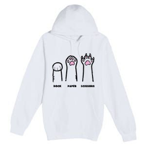 Rock Paper Scissors Cat Paws Funny Girls Kids Premium Pullover Hoodie