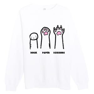 Rock Paper Scissors Cat Paws Funny Girls Kids Premium Crewneck Sweatshirt