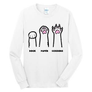 Rock Paper Scissors Cat Paws Funny Girls Kids Tall Long Sleeve T-Shirt