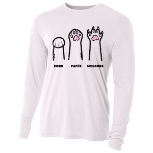 Rock Paper Scissors Cat Paws Funny Girls Kids Cooling Performance Long Sleeve Crew