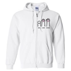 Rock Paper Scissors Cat Paws Funny Girls Kids Full Zip Hoodie