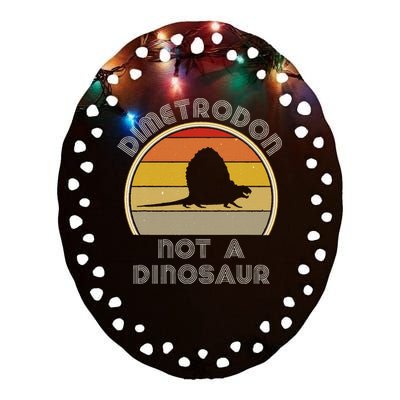 Retro Paleontology Stuff For Adults Dimetrodon Dinosaur Fact Ceramic Oval Ornament