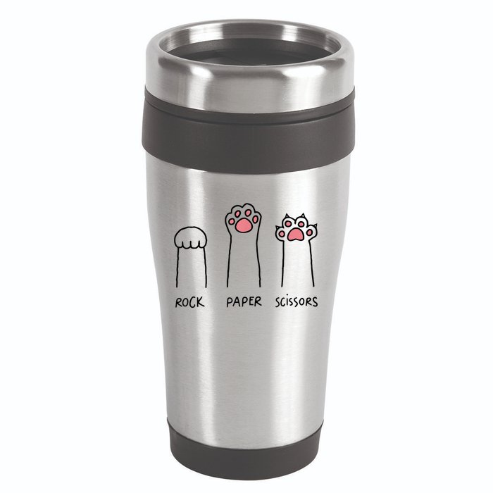 Rock Paper Scissors Cat Paws 16oz Travel Tumbler