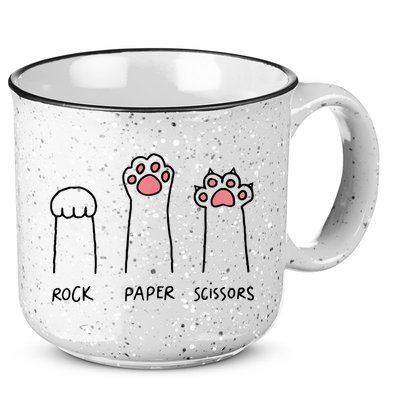 Rock Paper Scissors Cat Paws 15oz Campfire Ceramic Mug