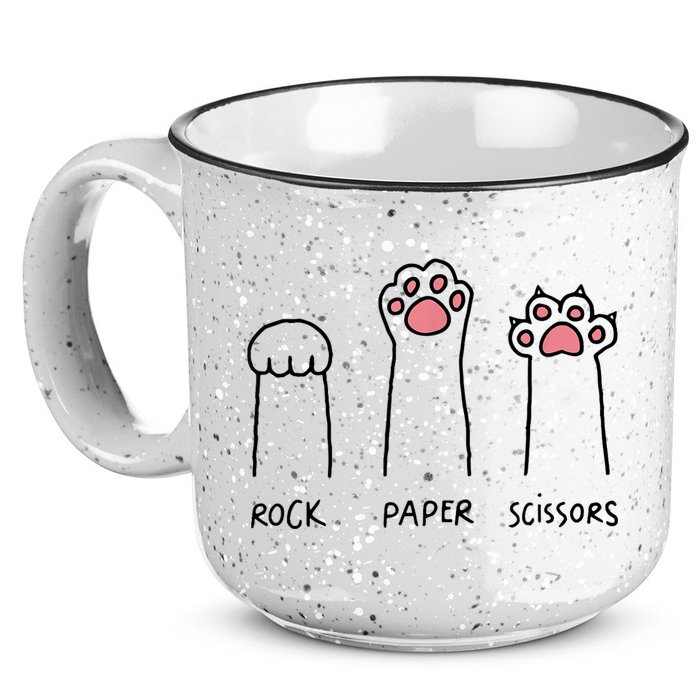 Rock Paper Scissors Cat Paws 15oz Campfire Ceramic Mug