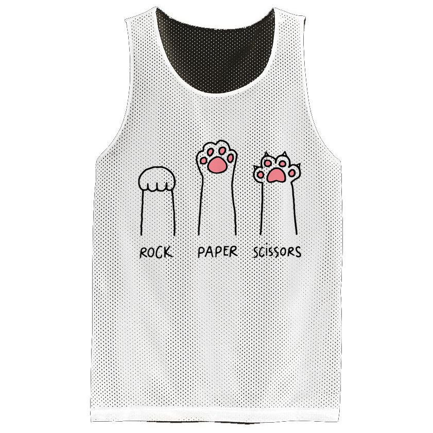 Rock Paper Scissors Cat Paws Mesh Reversible Basketball Jersey Tank