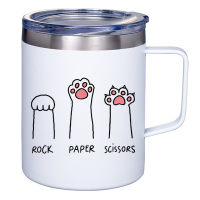 Rock Paper Scissors Cat Paws 12oz Stainless Steel Coffee Mug