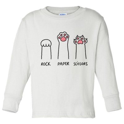 Rock Paper Scissors Cat Paws Toddler Long Sleeve Shirt