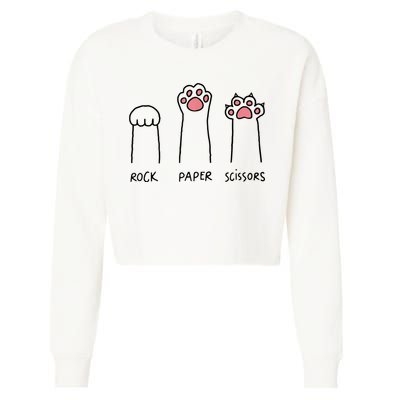 Rock Paper Scissors Cat Paws Cropped Pullover Crew