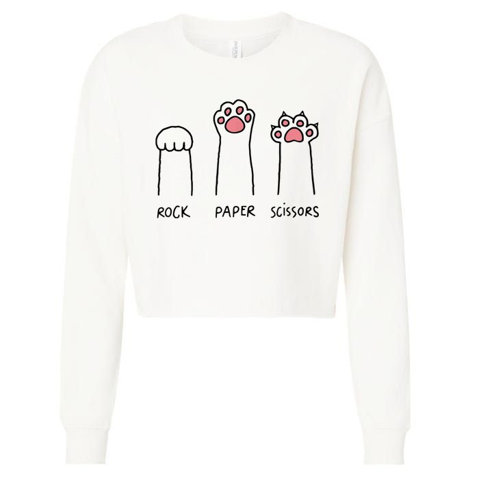 Rock Paper Scissors Cat Paws Cropped Pullover Crew