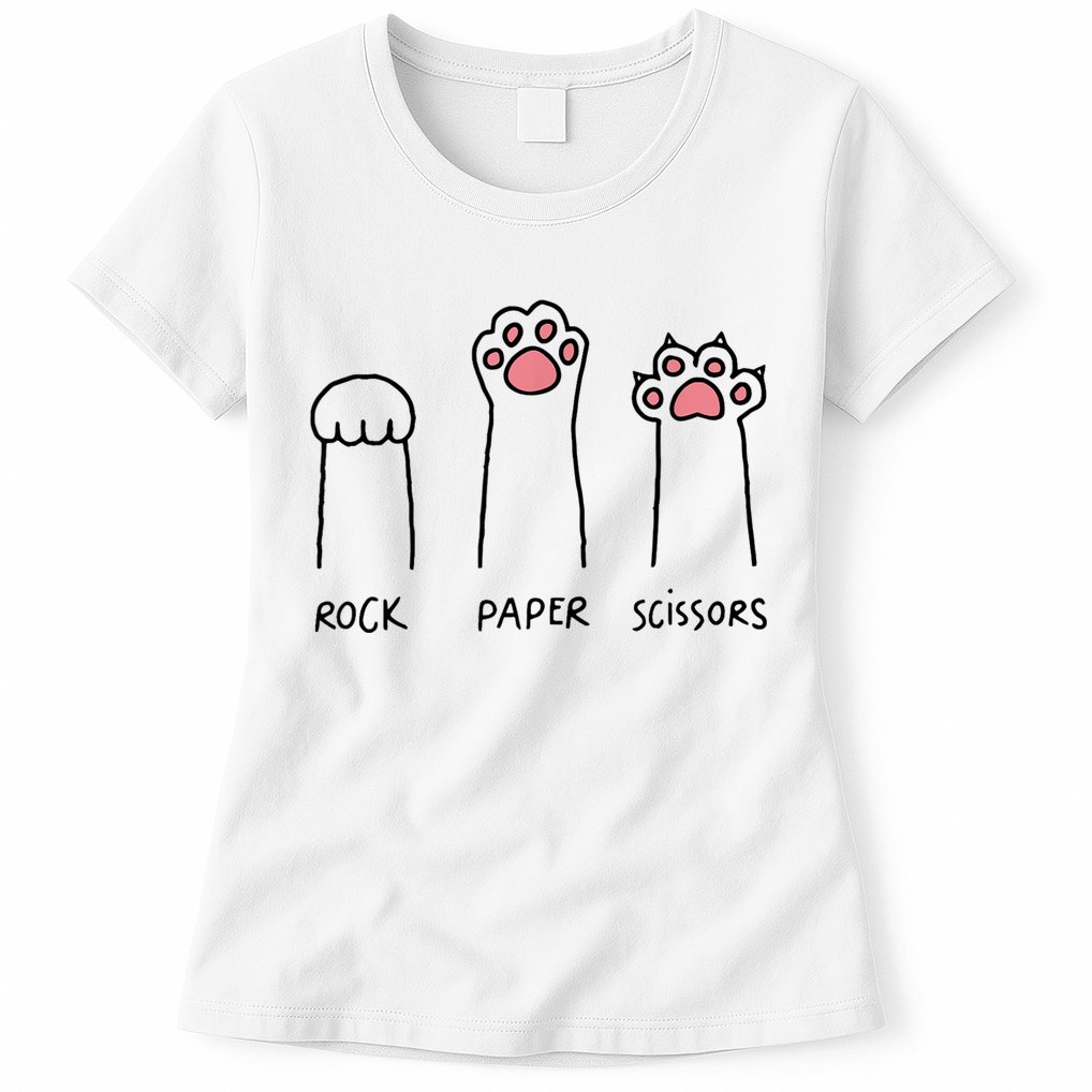 Rock Paper Scissors Cat Paws Womens T-Shirt