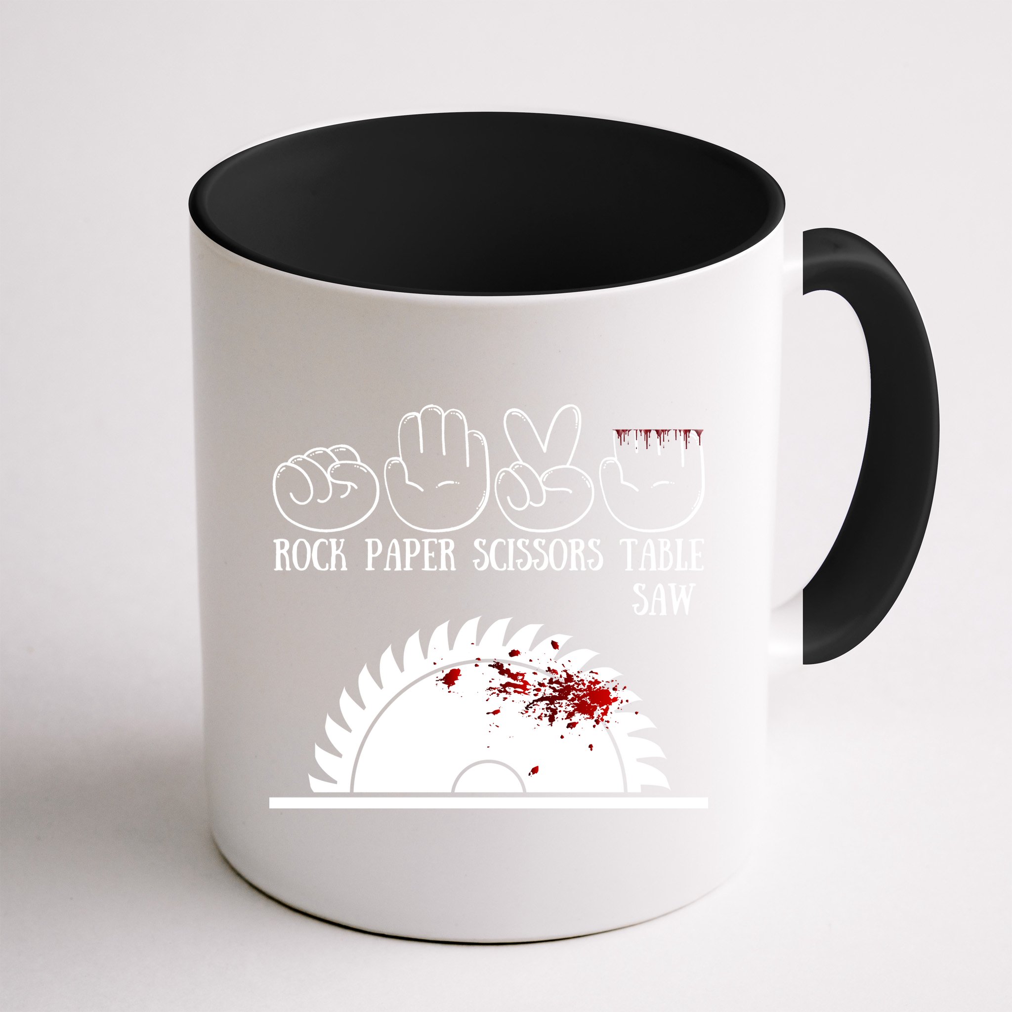 Rock Paper Scissors Table Saw Mug