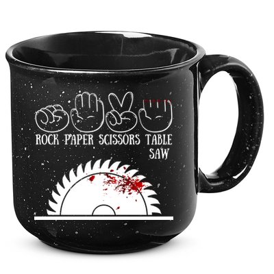 Rock Paper Scissors Table Saw 15oz Campfire Ceramic Mug