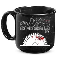 Rock Paper Scissors Table Saw 15oz Campfire Ceramic Mug