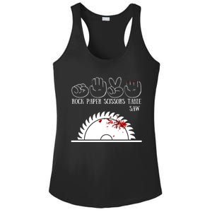 Rock Paper Scissors Table Saw Ladies PosiCharge Competitor Racerback Tank