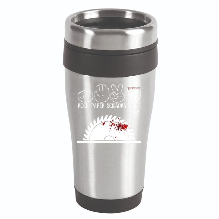 Rock Paper Scissors Table Saw 16oz Travel Tumbler