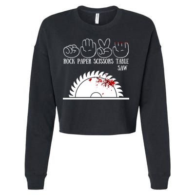 Rock Paper Scissors Table Saw Cropped Pullover Crew