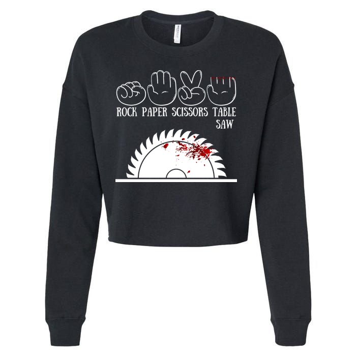 Rock Paper Scissors Table Saw Cropped Pullover Crew