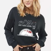 Rock Paper Scissors Table Saw Cropped Pullover Crew