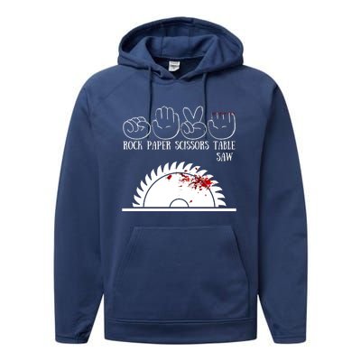 Rock Paper Scissors Table Saw Performance Fleece Hoodie