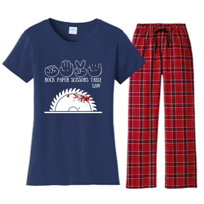 Rock Paper Scissors Table Saw Women's Flannel Pajama Set