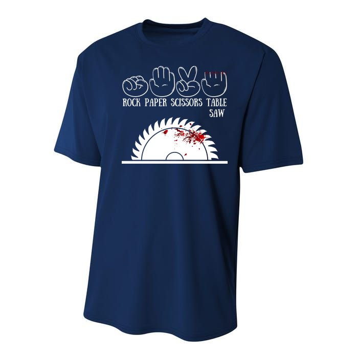 Rock Paper Scissors Table Saw Youth Performance Sprint T-Shirt