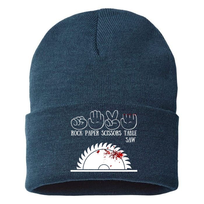 Rock Paper Scissors Table Saw Sustainable Knit Beanie