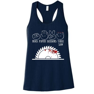 Rock Paper Scissors Table Saw Women's Racerback Tank