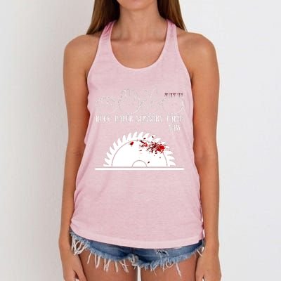 Rock Paper Scissors Table Saw Women's Knotted Racerback Tank