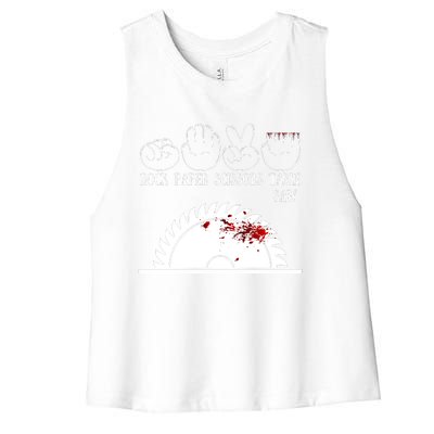 Rock Paper Scissors Table Saw Women's Racerback Cropped Tank