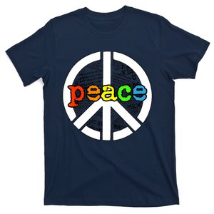 Rainbow Peace Sign Word Art T-Shirt