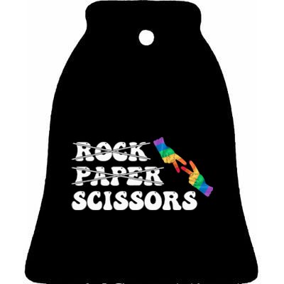 Rock Paper Scissors LGBT Awareness For Lesbian Women Ceramic Bell Ornament