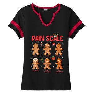 Retro Pain Scale Gingerbread Trauma Nurse Christmas Nursing Ladies Halftime Notch Neck Tee