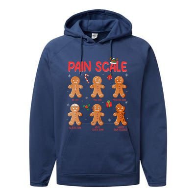 Retro Pain Scale Gingerbread Trauma Nurse Christmas Nursing Performance Fleece Hoodie