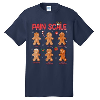 Retro Pain Scale Gingerbread Trauma Nurse Christmas Nursing Tall T-Shirt