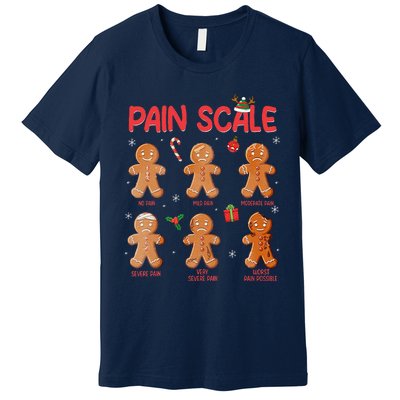 Retro Pain Scale Gingerbread Trauma Nurse Christmas Nursing Premium T-Shirt