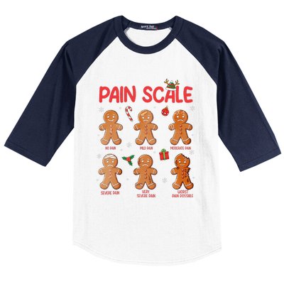 Retro Pain Scale Gingerbread Trauma Nurse Christmas Nursing Baseball Sleeve Shirt