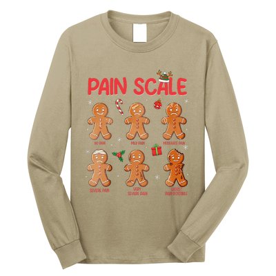 Retro Pain Scale Gingerbread Trauma Nurse Christmas Nursing Long Sleeve Shirt