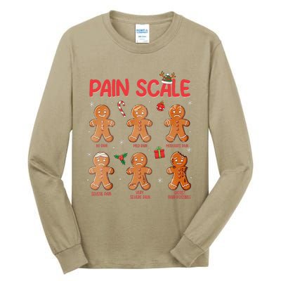 Retro Pain Scale Gingerbread Trauma Nurse Christmas Nursing Tall Long Sleeve T-Shirt