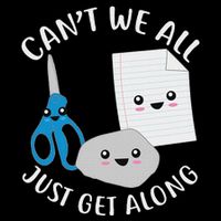Rock Paper Scissors Funny Kawaii CanT We All Just Get Along Drawstring Bag