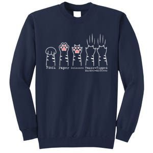 Rock Paper Scissors Cat Funny Kitten Cute Paw Tall Sweatshirt