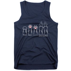 Rock Paper Scissors Cat Funny Kitten Cute Paw Tank Top