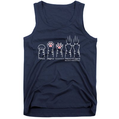 Rock Paper Scissors Cat Funny Kitten Cute Paw Tank Top