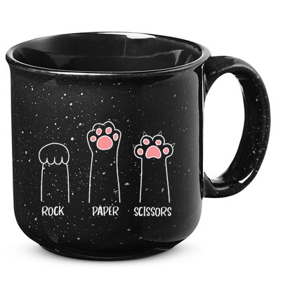Rock Paper Scissors Hand Game Cute Paw Funny Cat 15oz Campfire Ceramic Mug