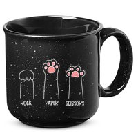 Rock Paper Scissors Hand Game Cute Paw Funny Cat 15oz Campfire Ceramic Mug