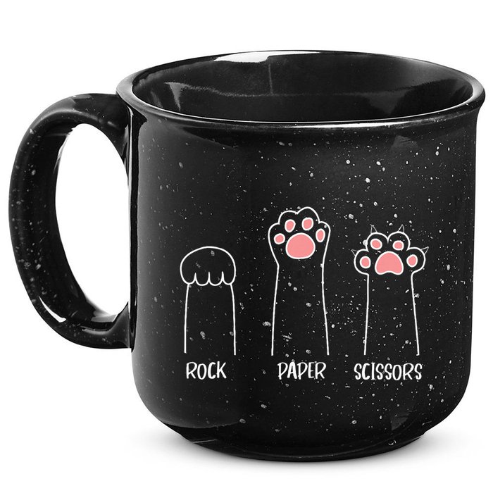 Rock Paper Scissors Hand Game Cute Paw Funny Cat 15oz Campfire Ceramic Mug
