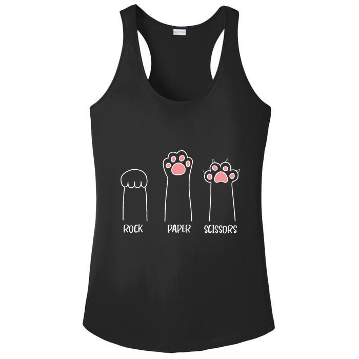 Rock Paper Scissors Hand Game Cute Paw Funny Cat Ladies PosiCharge Competitor Racerback Tank