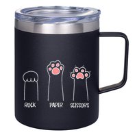 Rock Paper Scissors Hand Game Cute Paw Funny Cat 12oz Stainless Steel Coffee Mug