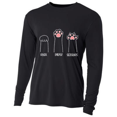 Rock Paper Scissors Hand Game Cute Paw Funny Cat Cooling Performance Long Sleeve Crew