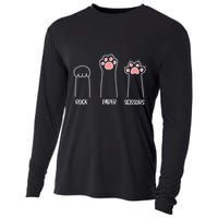 Rock Paper Scissors Hand Game Cute Paw Funny Cat Cooling Performance Long Sleeve Crew
